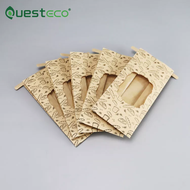 Food Printed Brown Kraft Bread Packaging Paper Bag