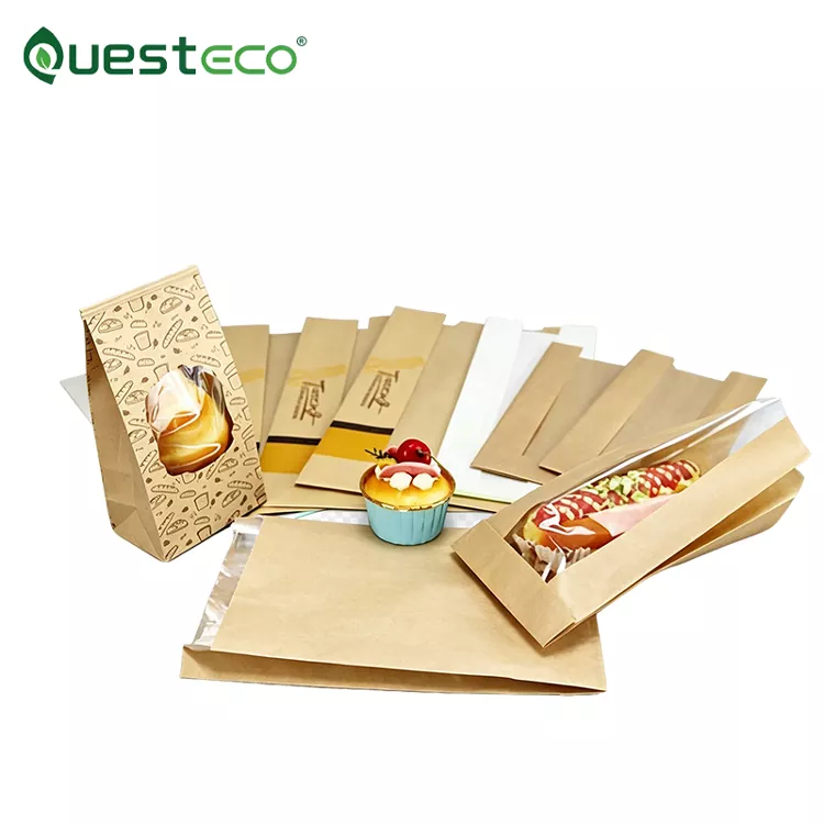 Oliebestendige witbruine broodzak van kraftpapier